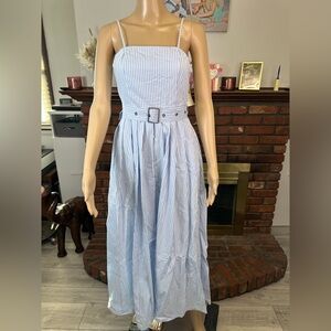 Womens Light Blue Striped Maxi Dress